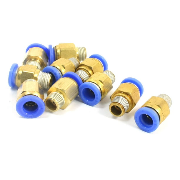Pneumatic Fittings 4mm Tube to 1/4BSP Male Straight Connector Convertor 5 Pcs 